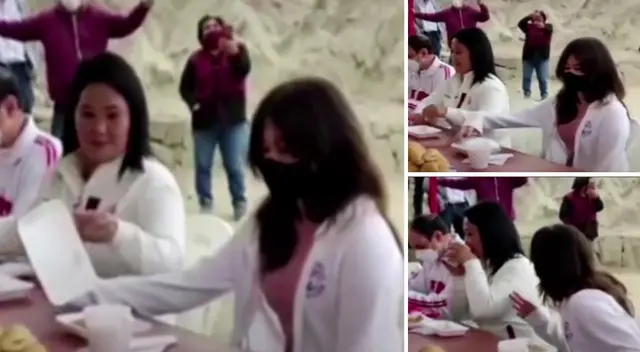 Peculiar escena registrada durante el desayuno electoral de Keiko Fujimori se hizo viral en las redes sociales.