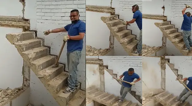 Peculiar video del albañil se hizo viral en las redes sociales. Peculiar video del albañil se hizo viral en las redes sociales.