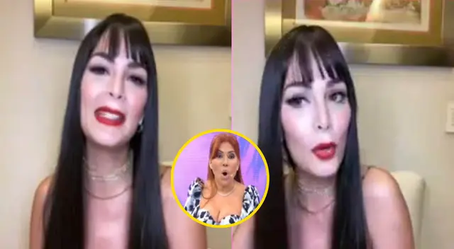 Laura Spoya aparece en Magaly TV con cabello negro y se hace pasar por una Laura Spoya aparece en Magaly TV con cabello negro y se hace pasar por una