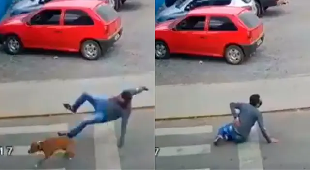 El can continuó con su carrera y el hombre se quedó recostado en la pista. El can continuó con su carrera y el hombre se quedó recostado en la pista.