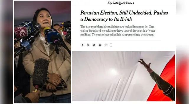 Casi una semana después de que se emitieran los votos, “Perú nuevamente está preso de la incertidumbre”, señala el Times. Casi una semana después de que se emitieran los votos, “Perú nuevamente está preso de la incertidumbre”, señala el Times.