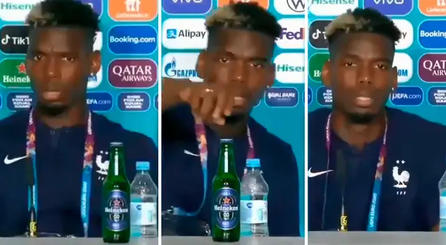 Paul Pogba bajó de la mesa la botella de Heineken. Paul Pogba bajó de la mesa la botella de Heineken.