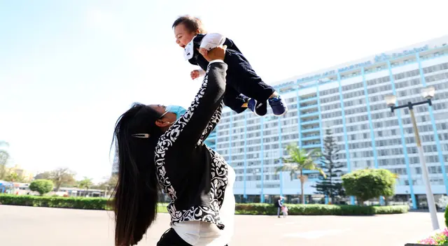 La felicidad de madre e hijo