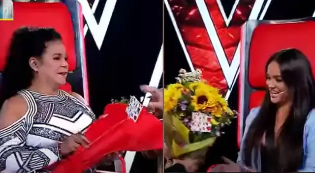 Eva Ayllón y Daniela Darcourt son sorprendidas con flores por parte de Mike Bahía y Guillermo Dávila. Eva Ayllón y Daniela Darcourt son sorprendidas con flores por parte de Mike Bahía y Guillermo Dávila.