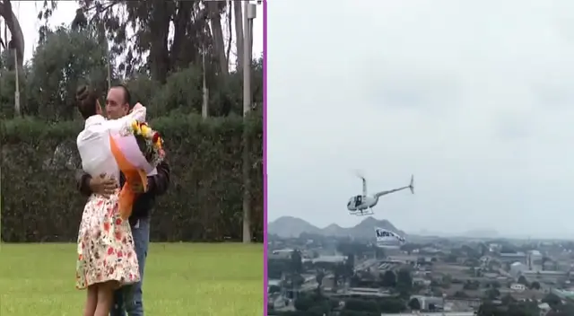 Karla Tarazona emocionada por sorpresa de su esposo.