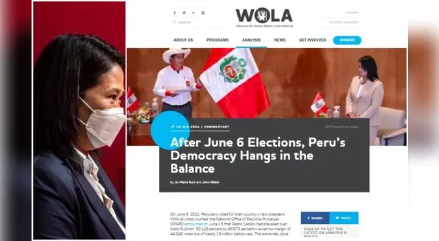 WOLA critica, además, “el papel grotescamente irresponsable de los principales medios de comunicación peruanos”.