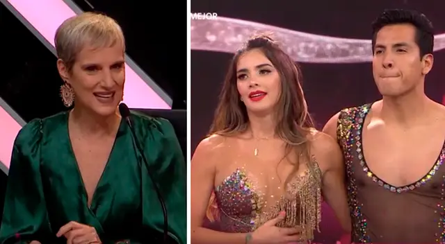 Morella Petrozzi sorprendida tras baile de Korina Rivadeneira. Morella Petrozzi sorprendida tras baile de Korina Rivadeneira.