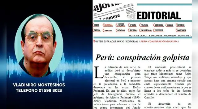 El diario mexicano denunció una intentona golpista en Perú tras la divulgación de los audios de Vladimiro Montesinos.