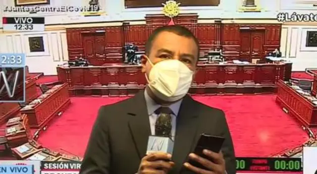 El periodista Jimmy Chinchay se presentó desde el pleno del Congreso y agradeció a quienes estuvieron pendientes de su salud. El periodista Jimmy Chinchay se presentó desde el pleno del Congreso y agradeció a quienes estuvieron pendientes de su salud.