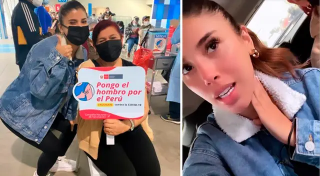Yahaira Plasencia feliz tras la inoculación contra el COVID-19 de su mamá. Yahaira Plasencia feliz tras la inoculación contra el COVID-19 de su mamá.