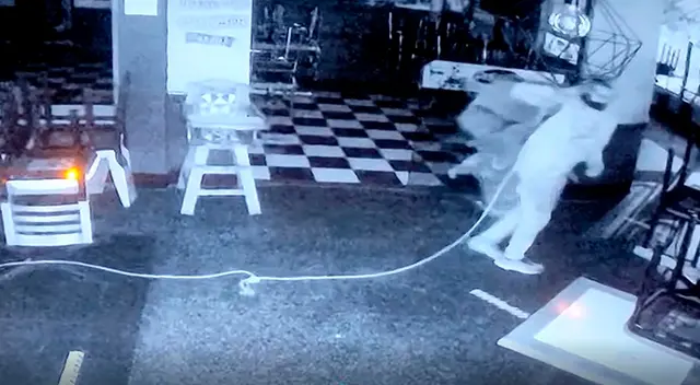 Ladrones usaron soga para subir y escapar de pizzería.