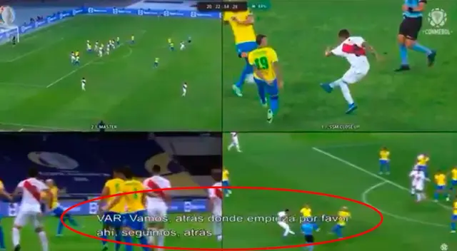 Conmebol mostró parte de la acción polémica del Perú vs. Brasil. Conmebol mostró parte de la acción polémica del Perú vs. Brasil.