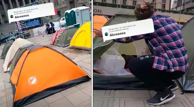 Tiktokers descubren que plantón fujimorista era pura finta.