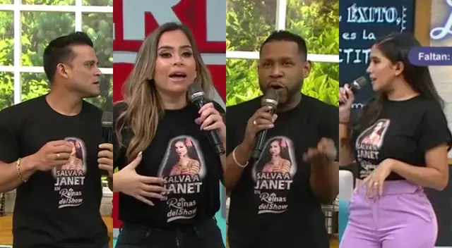 Ethel Pozo, Melissa Paredes, Giselo y Christian Domínguez rogaron al público votar por Janet Barboza para que siga en Reinas del Show. Ethel Pozo, Melissa Paredes, Giselo y Christian Domínguez rogaron al público votar por Janet Barboza para que siga en Reinas del Show.