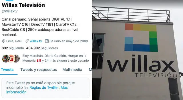 Cierran cuenta de Twitter de Willax