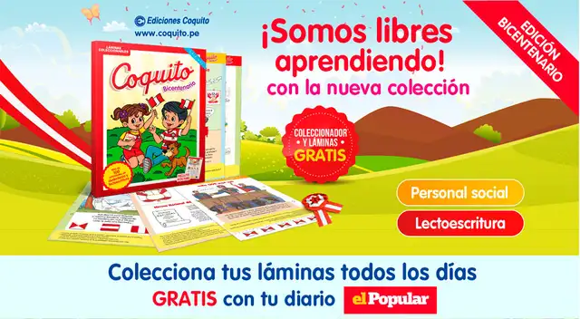 ¡Somos libres aprendiendo con Coquito! Colecciona tus láminas desde el lunes 12 de julio