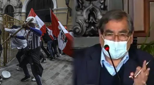 Seguidores de Fuerza Popular llegaron hasta los exteriores de Palacio de Gobierno.