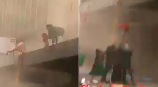 La niña fue atrapada en el aire y resultó ilesa.