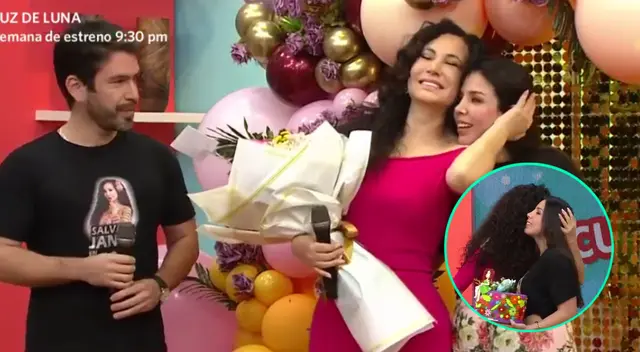 Janet Barboza rompió en llanto al recibir flores de parte de su pareja Miguel Bayona, y su hija Antonella, días antes de cumplir 47 años.