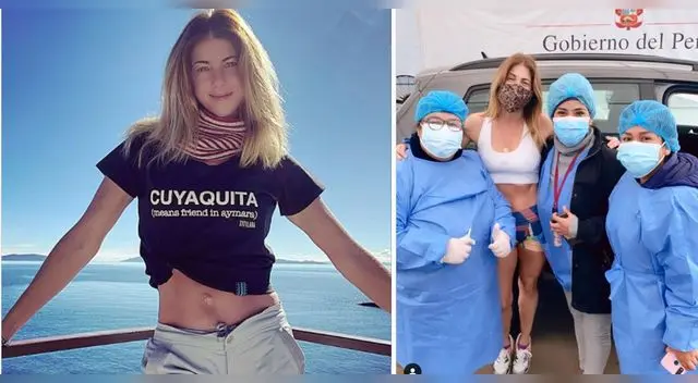 Fiorela cayo emocionada de haber recibido su vacuna contra el coronavirus.