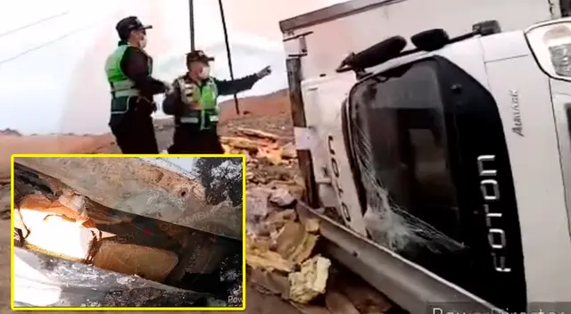 Vehículo pesado se volcó en el kilómetro 608.