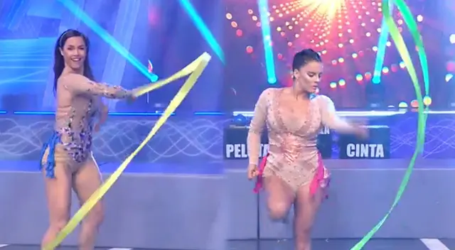 Alejandra Baigorria y Paloma Fiuza haciendo gimnasia rítmica.