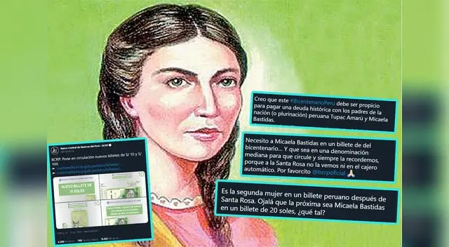 Usuarios vuelven tendencia a Micaela Bastidas y piden que haya un billete de ella Usuarios vuelven tendencia a Micaela Bastidas y piden que haya un billete de ella