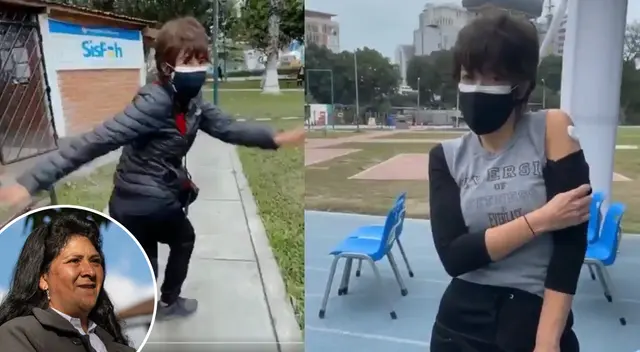 Tatiana Astengo baila y celebra haber recibido su segunda vacuna.