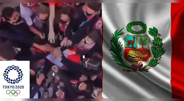 Así  fue el festejo de la delegación peruana antes de salir al Estadio Olímpico.