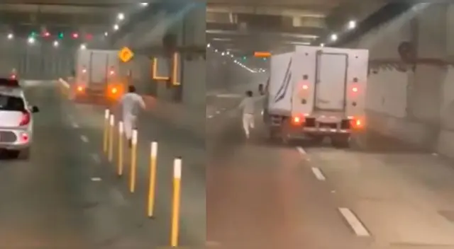 Camión avanza sin conductor por la Vía expresa