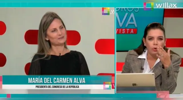 Milagros Leiva se mostró bastanta 'dura' con la presidenta del Congreso, María del Carmen Alva. Milagros Leiva se mostró bastanta 'dura' con la presidenta del Congreso, María del Carmen Alva.