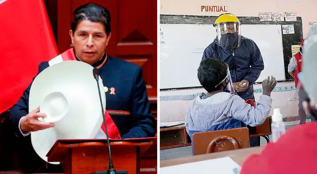 Pedro Castillo aseguró que su Gobierno destinará 1.000 millones de soles hasta diciembre de este año para cubrir la deuda social de los maestros. Pedro Castillo aseguró que su Gobierno destinará 1.000 millones de soles hasta diciembre de este año para cubrir la deuda social de los maestros.