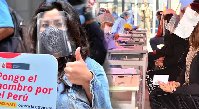 Jóvenes se vacunan contra el coronavirus en Tacna.