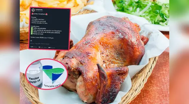 Restaurante sortea pollos a la brasa a quienes se vacunen con dosis de Sinopharm y se vuelve viral.
