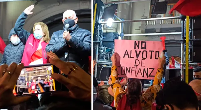 Lourdes Flores participó muy poco de la manifestación de hoy.