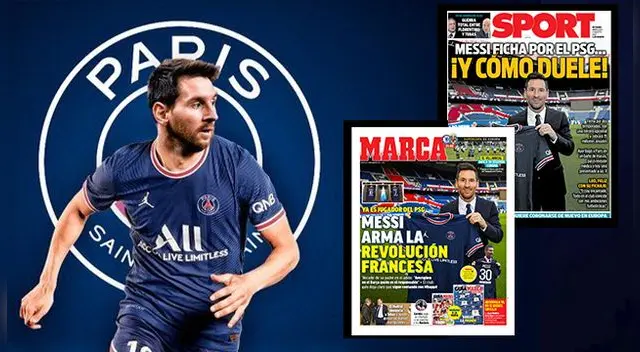 La prensa española informó así el fichaje de Lionel Messi por el PSG.