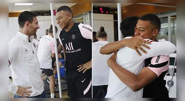 Mbappé dio fraternal abrazo a Messi en su primer entrenamiento con el PSG. Mbappé dio fraternal abrazo a Messi en su primer entrenamiento con el PSG.