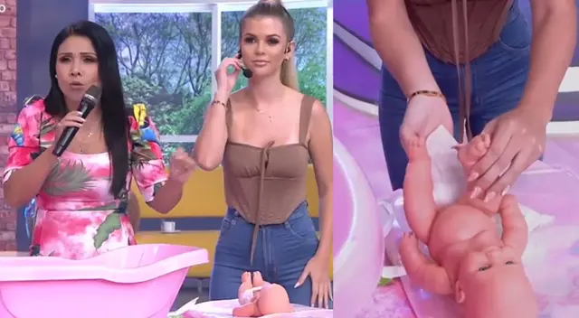 Brunella Horna por primera vez cambia los pañales de un bebé EN VIVO. Brunella Horna por primera vez cambia los pañales de un bebé EN VIVO.