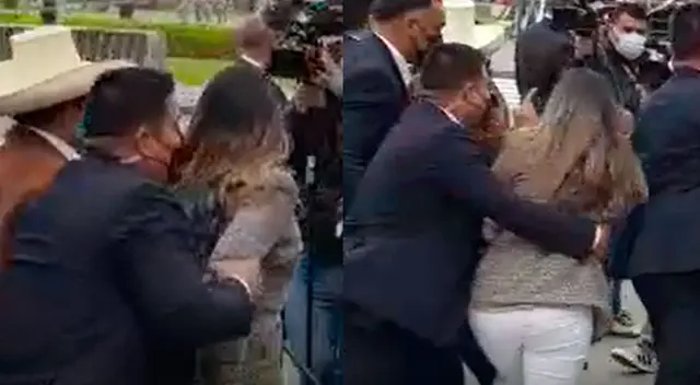 Periodista es empujada durante entrevista a Pedro Castillo