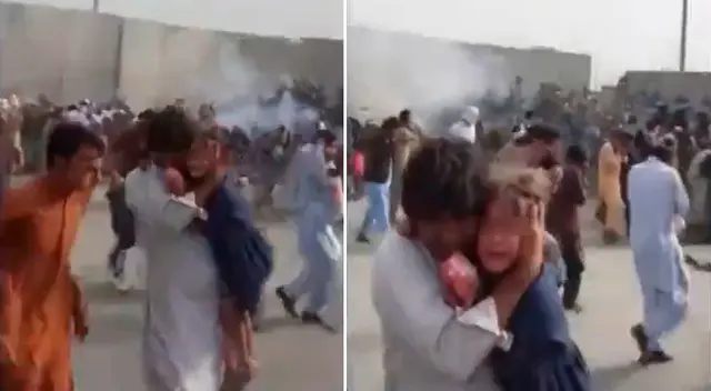 Un grupo de talibanes disparó al aire en el exterior del aeropuerto de Kabul. Un grupo de talibanes disparó al aire en el exterior del aeropuerto de Kabul.