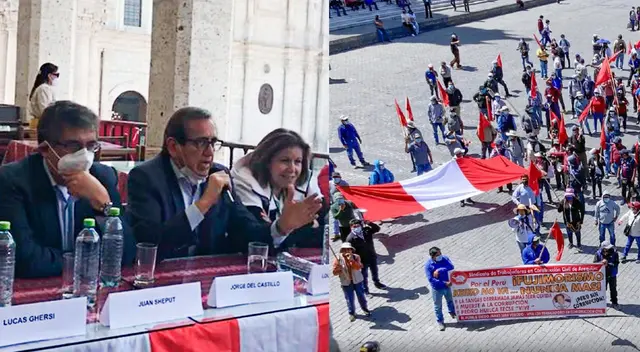 Lourdes Flores, Juan Sheput y Jorge del Castillo  en conferencia para el Frente Demócrata Arequipa