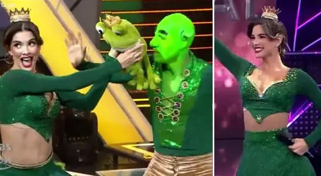 Korina Rivadeneira divirtió a los televidentes con su baile de Fiona en Reinas del Show. Korina Rivadeneira divirtió a los televidentes con su baile de Fiona en Reinas del Show.