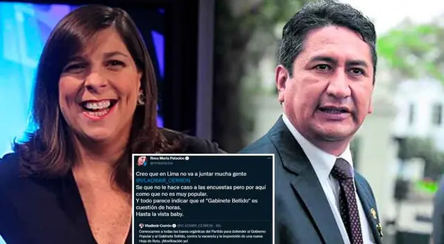 Rosa María Palacios le dejó un cálido mensaje a Vladimir Cerrón. Rosa María Palacios le dejó un cálido mensaje a Vladimir Cerrón.