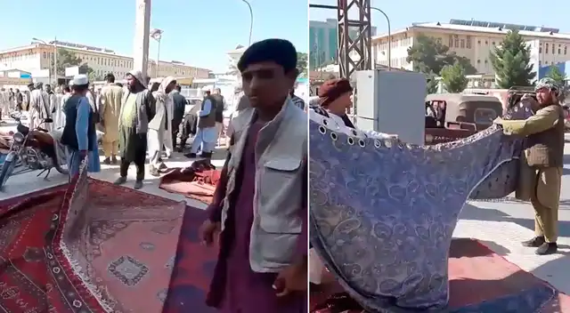 Afganos tratan de vender sus pertenencias antes de huir del país.