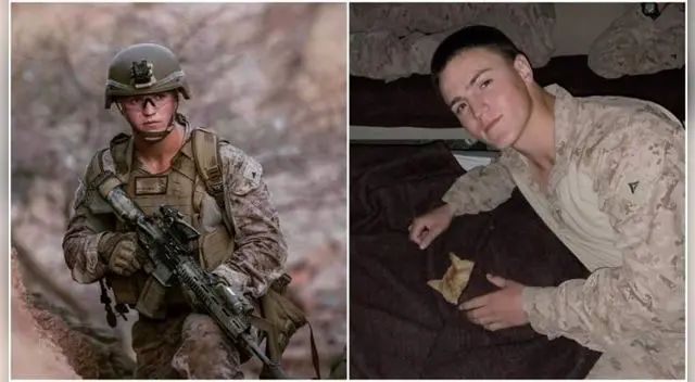 Un futuro papá, entre soldados de EE.UU. muertos en Afganistán. Foto: Composición/Difusión