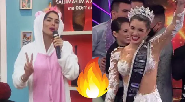 Korina Rivadeneira llegó a América Hoy tras coronarse como campeona, y le mandó su 'chiquita' a Milena Zárate, Jazmín Pinedo, Carla Rueda y Leslie Moscoso. Korina Rivadeneira llegó a América Hoy tras coronarse como campeona, y le mandó su 'chiquita' a Milena Zárate, Jazmín Pinedo, Carla Rueda y Leslie Moscoso.