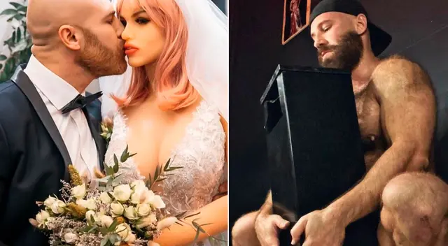 Yuri Tolochko se tomó fotos besando apasionadamente al cenicero de un bar.