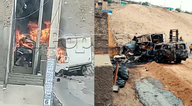 Camioneta y furgón terminaron carbonizados. Camioneta y furgón terminaron carbonizados.