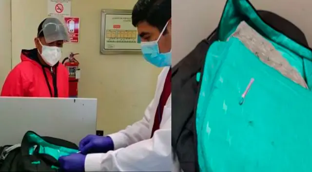 El detenido, la policía en plena inspección de la maleta y la droga hallada