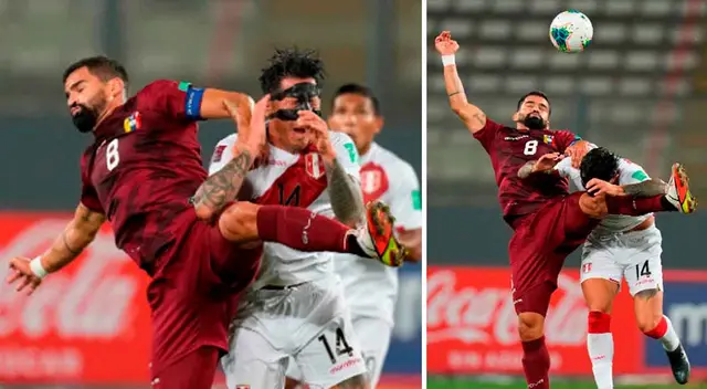 Gianluca Lapadula recibió dura entrada por parte de Tomás Rincón antes de terminar el primer tiempo del partido.